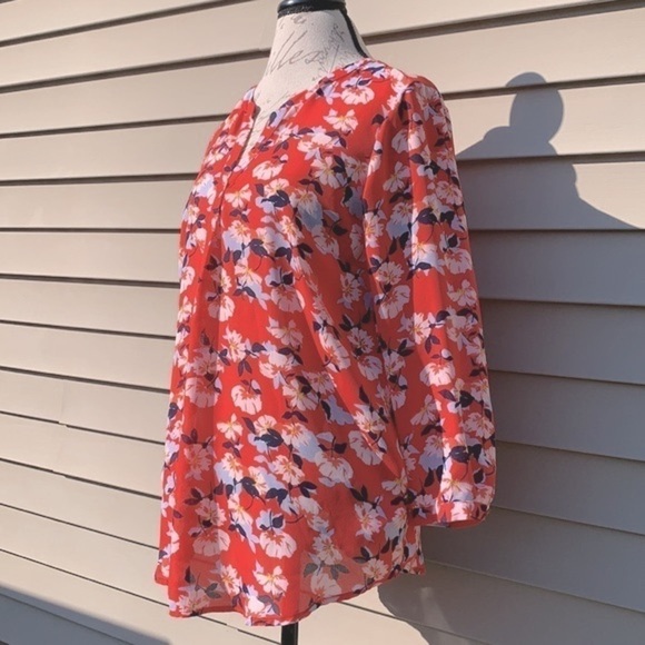 CYNTHIA ROWLEY 3/4 Sleeve Floral Blouse - Picture 3 of 10